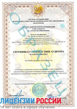 Образец сертификата соответствия аудитора №ST.RU.EXP.00014299-1 Новоаннинский Сертификат ISO 14001
